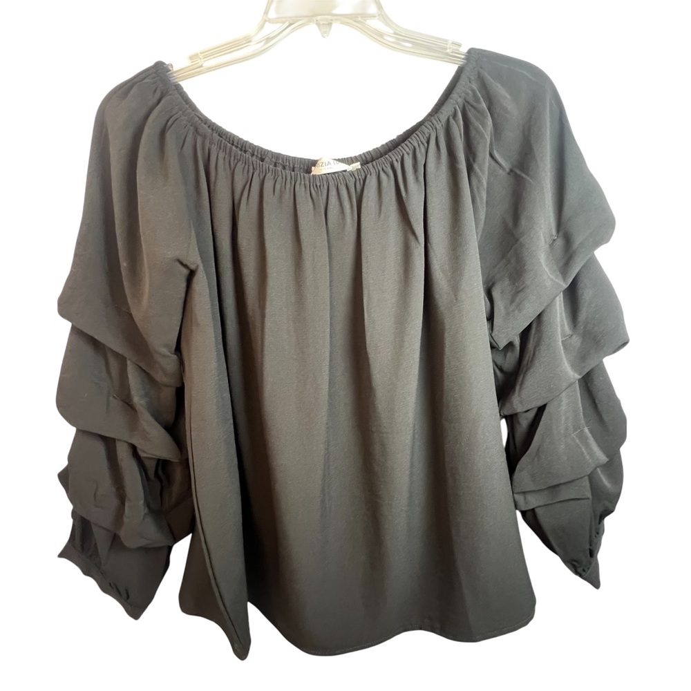 Patrizia Luca Black Off the Shoulder Ladies Top-Size Medium